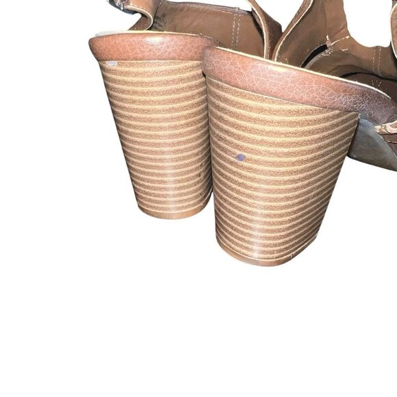 Eurostep Hunter 9.5 Women's Slingback Brown Leather Chunk Heel Open Toe Sandals - Picture 4 of 4